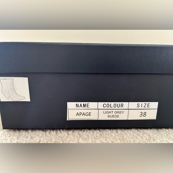 NIB Anthropologie Silent D Apage Cone Heel Booties in Light Grey Suede - Size 38 - Picture 11 of 15